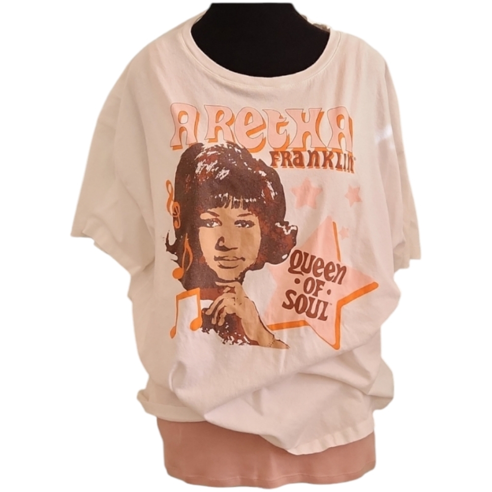 🔖3 For $10 🛍 Aretha Franklin Queen of Soul white Tee shirt